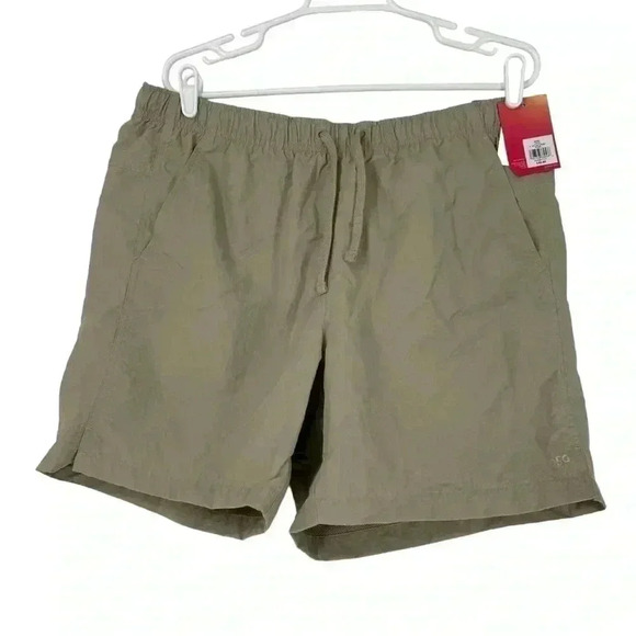 DSG SHORTS MENS LARGE 6” NYLON KHAKI ATHLETIC ACTIVEWEAR ATHLEISURE DRAWSTRING - Picture 1 of 8